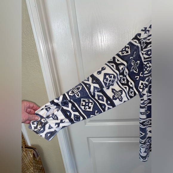 Vintage early 90’s Quiksilver Saltwater Denim Aztec Cotton Jacket L - Picture 9 of 10